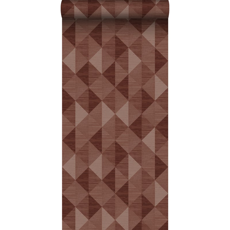 Tapeta flizelinowa z ekoteksturą tkanina z trawy w graficznym motywie 3D bordowo-czerwonym - 50 x 900 cm - ORIGIN