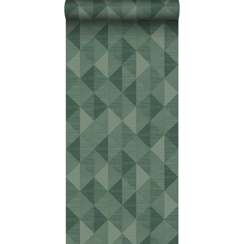 Tapeta flizelinowa z ekoteksturą tkanina z trawy w graficznym motywie 3D zielonym - 50 x 900 cm - ORIGIN