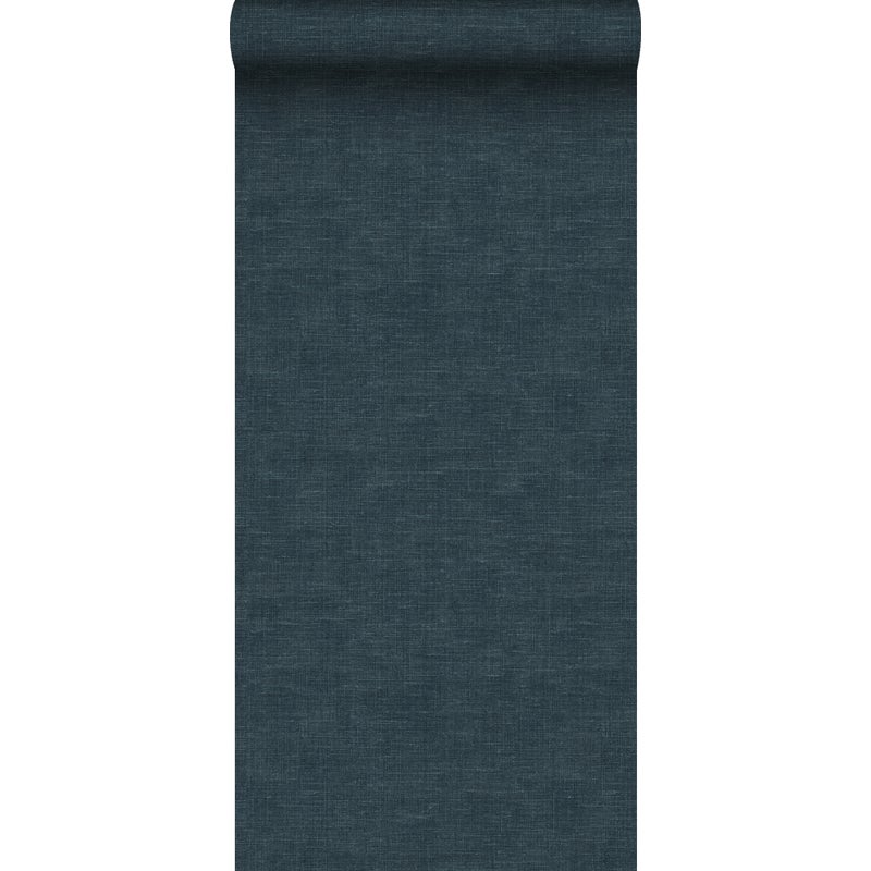 Tapeta lniana tekstura ciemnoniebieskim - 53 cm x 10.05 m - ORIGIN