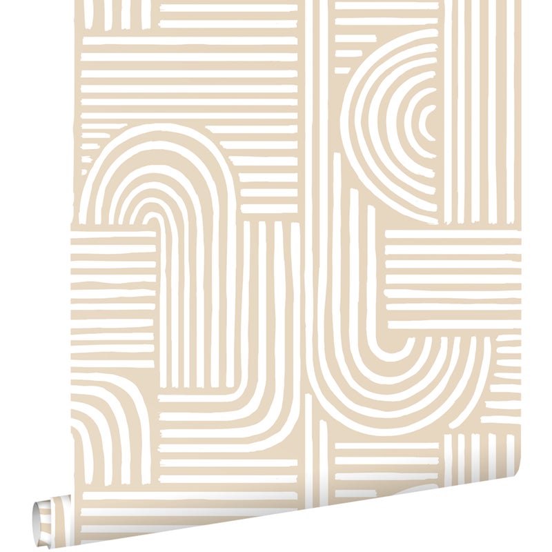 Tapeta graficzny motyw 3D piaskowego beżu - 53 cm x 10.05 m - ESTAHOME