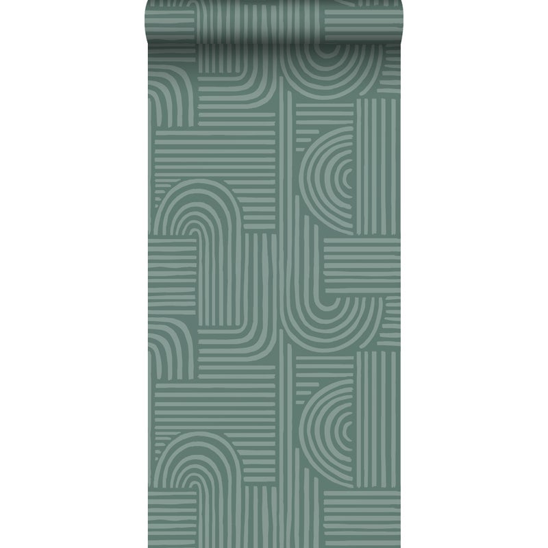 Tapeta graficzny motyw 3D benzynowej zieleni - 50 x 900 cm - ESTAHOME