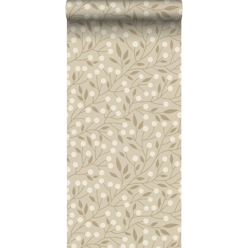 Tapeta kwiatowy wzór beżowym - 50 x 900 cm - ESTAHOME