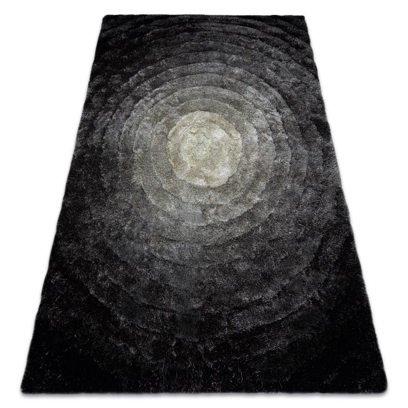 Dywan shaggy FLIM 008-B2 nowoczesny, Koła kręgi - Strukturalny, szary 160x220 cm