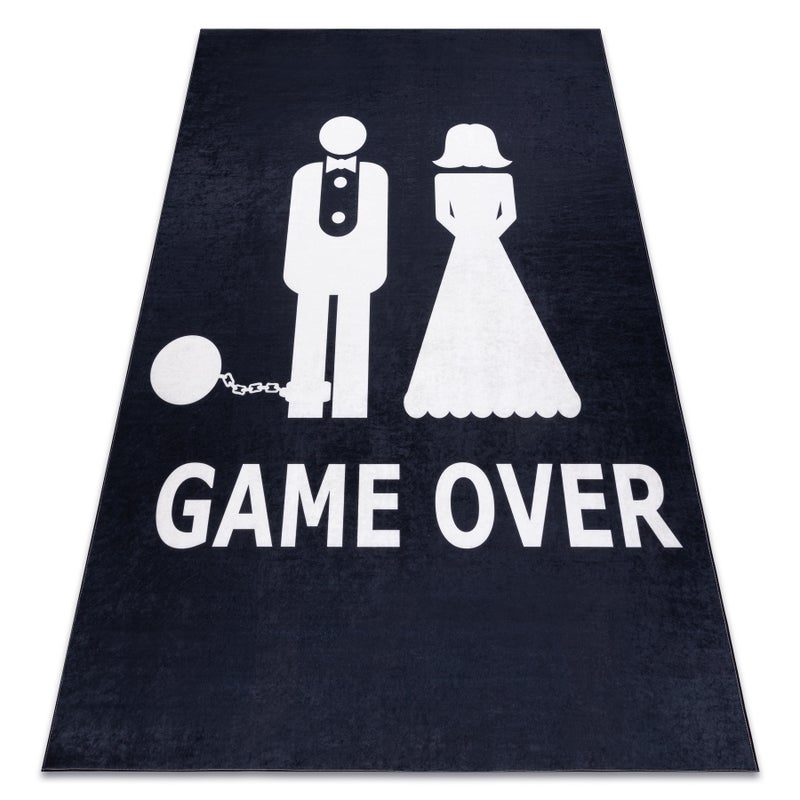 Dywan do prania BAMBINO 2104 'Game over' wesele, ślub, wieczór kawalerski, antypoślizgowy - czarny 80x150 cm