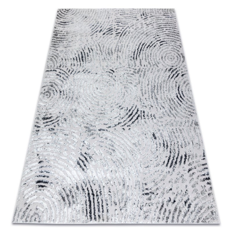 Dywan MEFE nowoczesny 8725 Koła odcisk palca - Strukturalny, dwa poziomy runa szary 240x330 cm