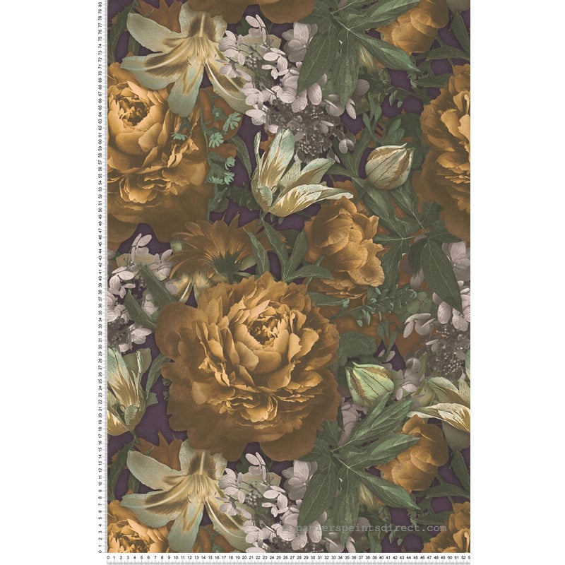 Tapeta kwiatowy wzór w wielu kolorach,żółtym,zielonymIniebieskim - 53 cm x 10.05 m - LIVINGWALLS