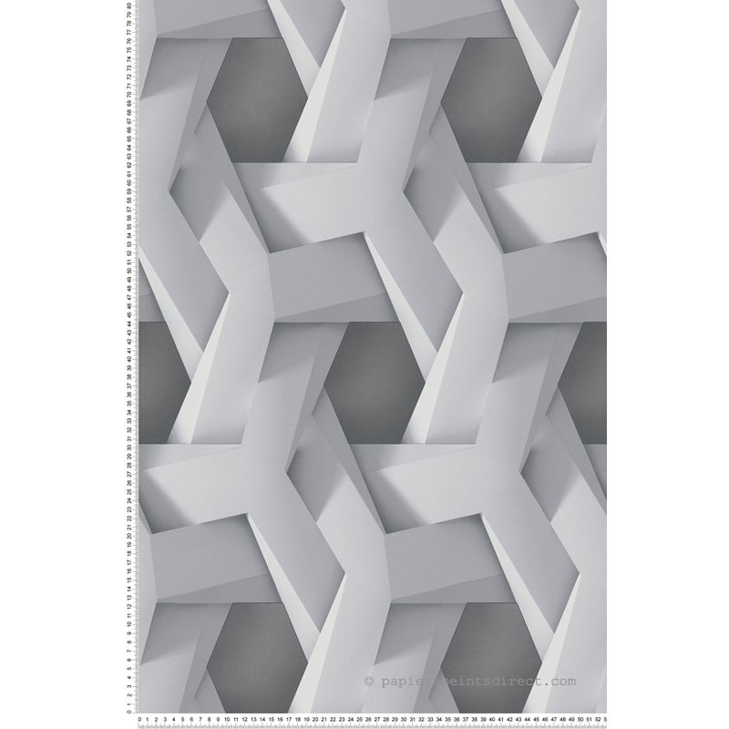 Tapeta Motyw 3D szarym - 53 cm x 10.05 m - LIVINGWALLS