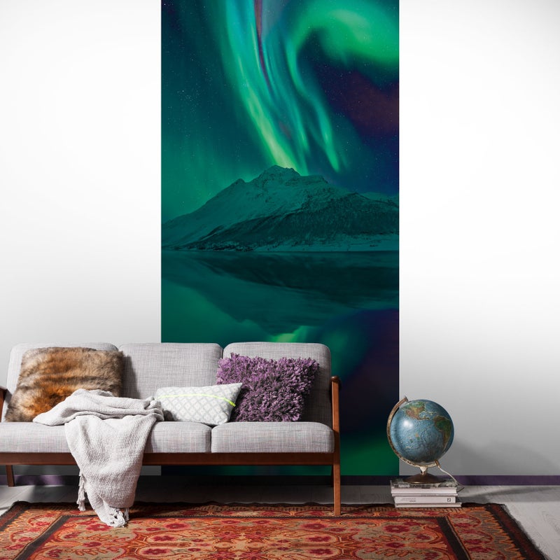 Fototapeta zorza polarna zielonymIniebieskim - 100 x 250 cm - SANDERS & SANDERS