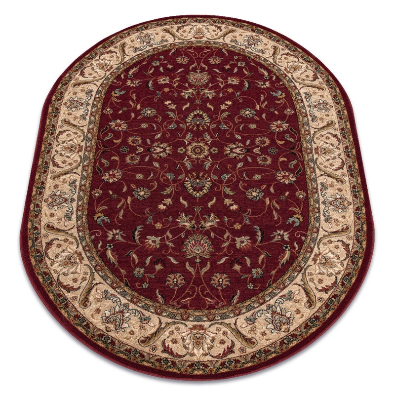 Dywan wełniany OMEGA owal ARIES kwiaty rubin 170x235 cm