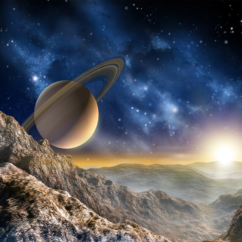 Fototapeta planety w kosmosie niebieskimIbeżowym - 360 x 270 cm - SANDERS & SANDERS