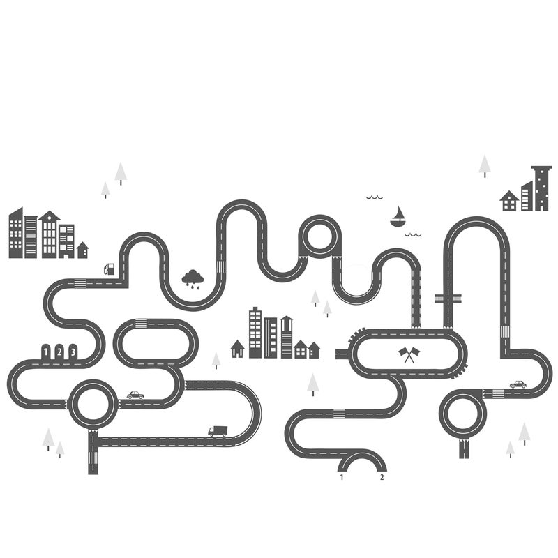 Fototapeta narysowana ulica czarno-białym - 279 x 279 cm - ESTAHOME