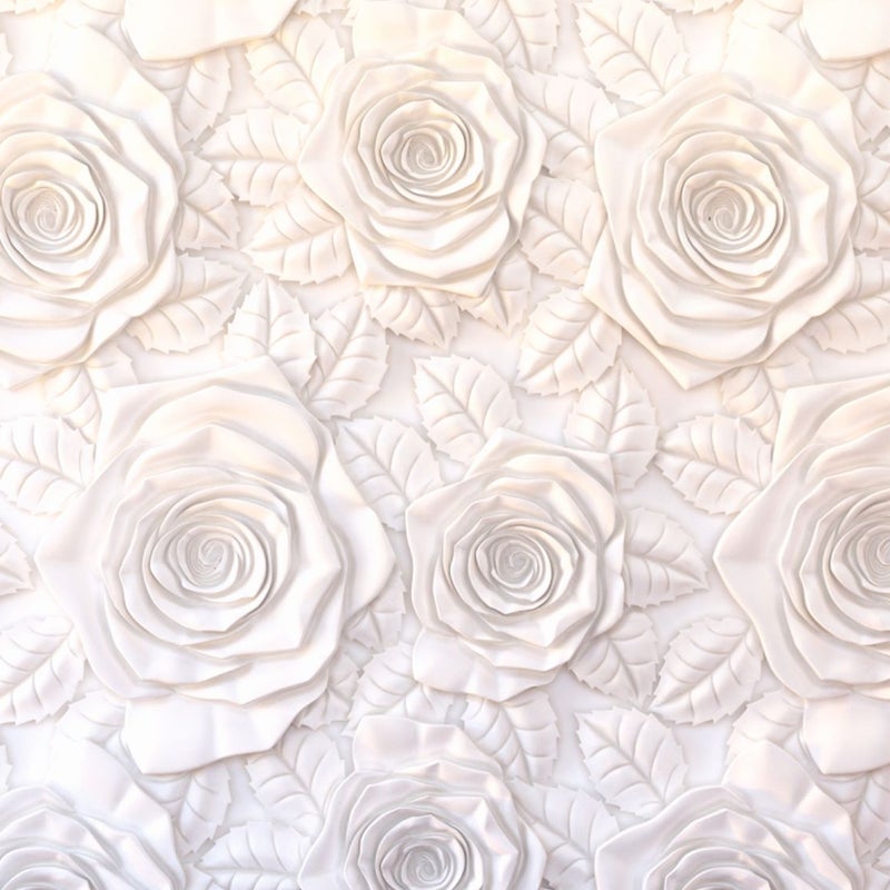 Fototapeta kwiaty z efektem 3D białym - 360 x 270 cm - SANDERS & SANDERS