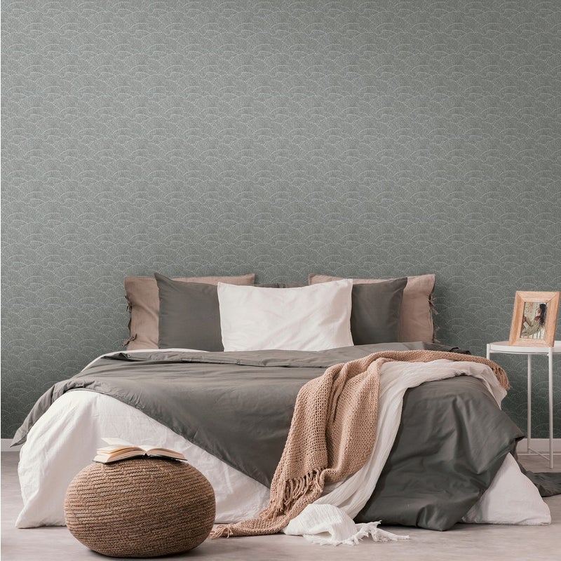 Tapeta zwykły srebrnym,czarnymImetalicznym - 53 cm x 10.05 m - LIVINGWALLS