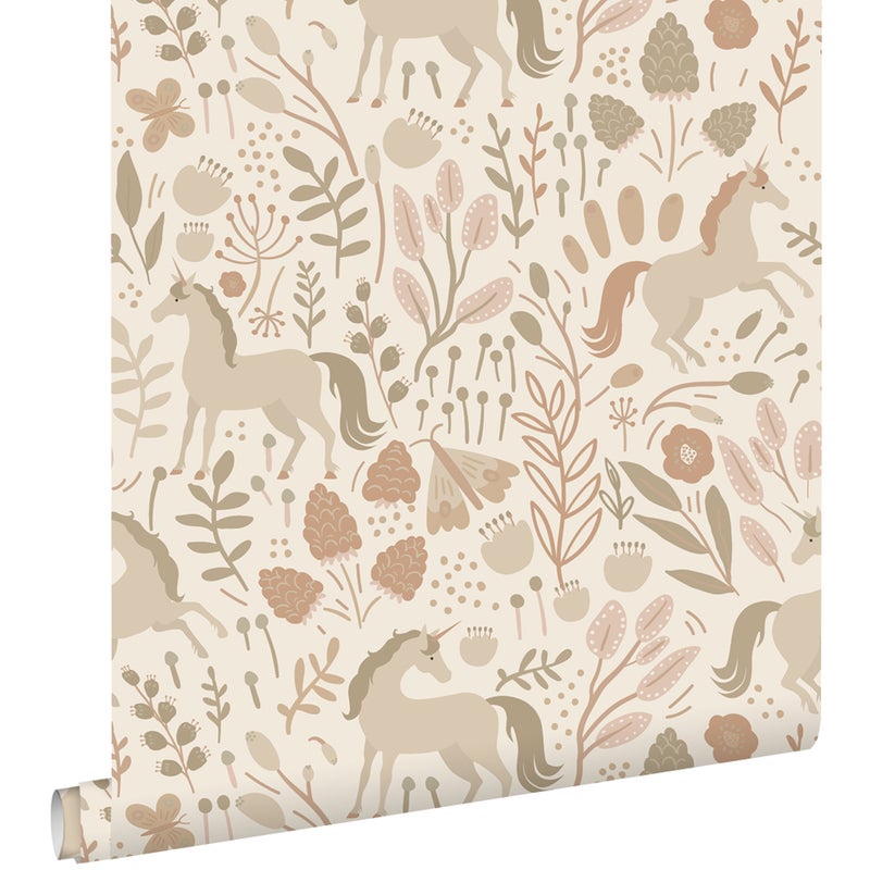 Tapeta jednorożce beżowymIterakoty różowej - 53 cm x 10.05 m - ESTAHOME