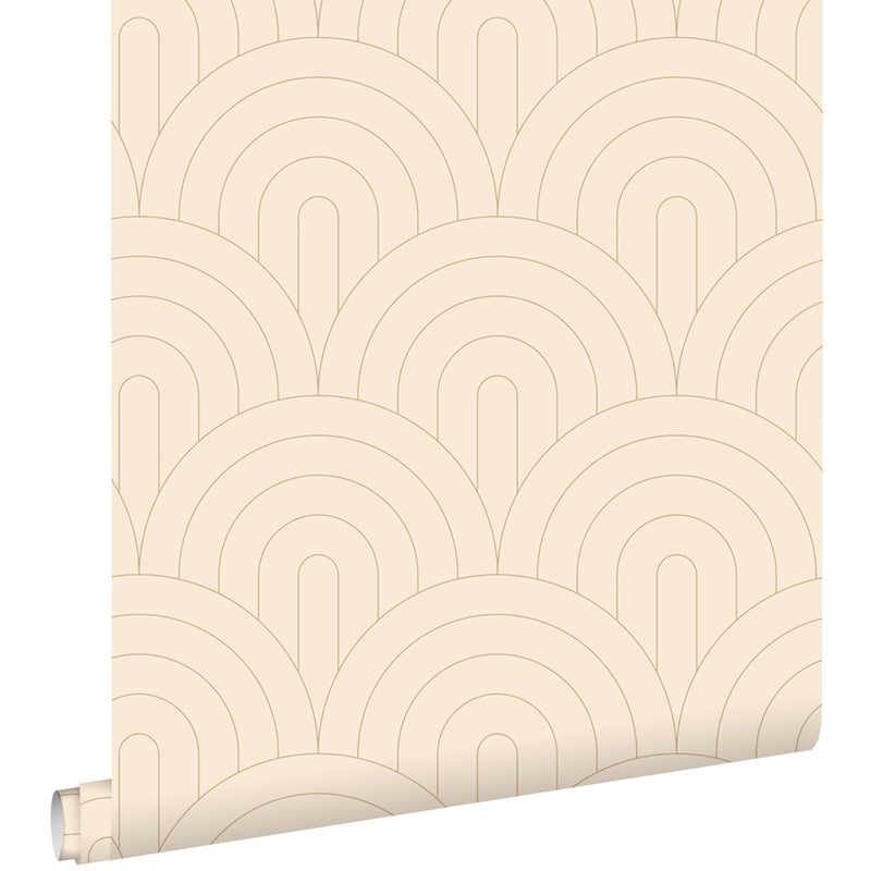 Tapeta motyw art déco beżowym - 50 x 900 cm - ESTAHOME