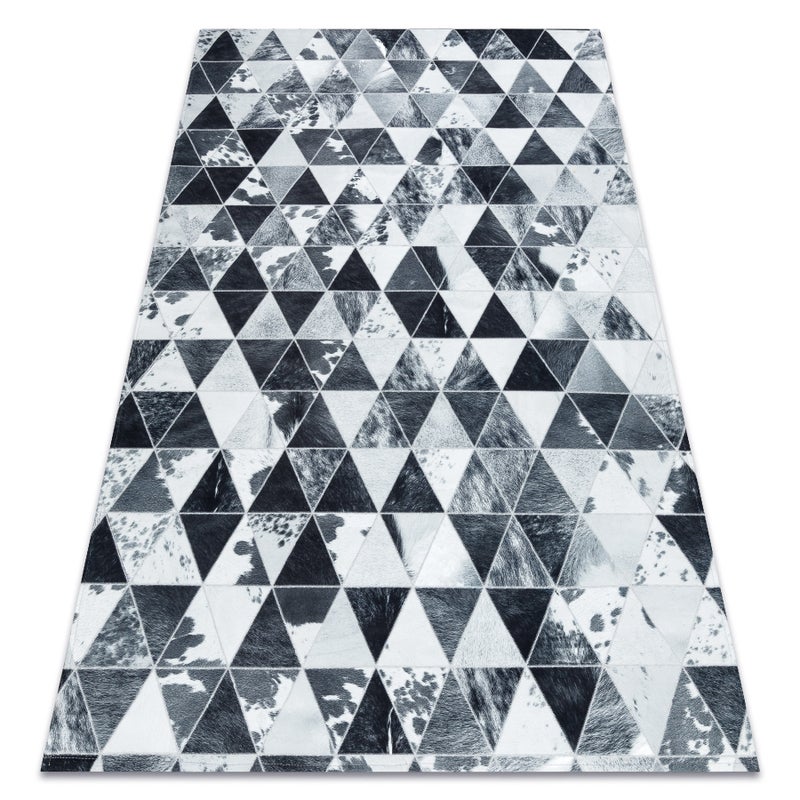 Dywan PATCHWORK 21722 szary - Skóra bydlęca, Trójkąty 120x170 cm