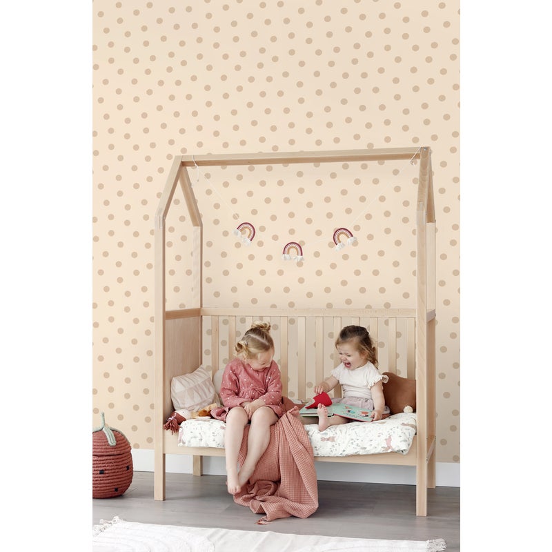 Tapeta kropki beżowym - 53 cm x 10.05 m - ESTAHOME