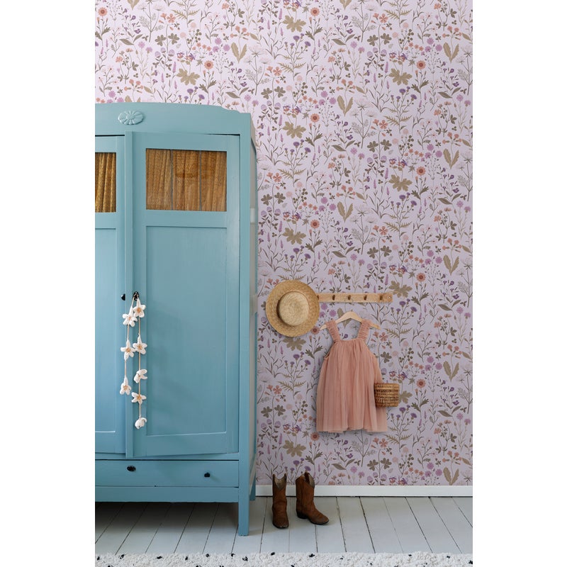 Tapeta kwiaty polne liliowo fioletowym - 53 cm x 10.05 m - ESTAHOME