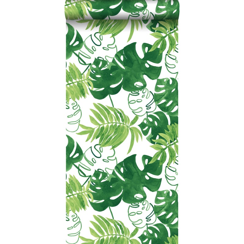 Tapeta tropikalne liście zielonym - 53 cm x 10.05 m - WALLS4YOU