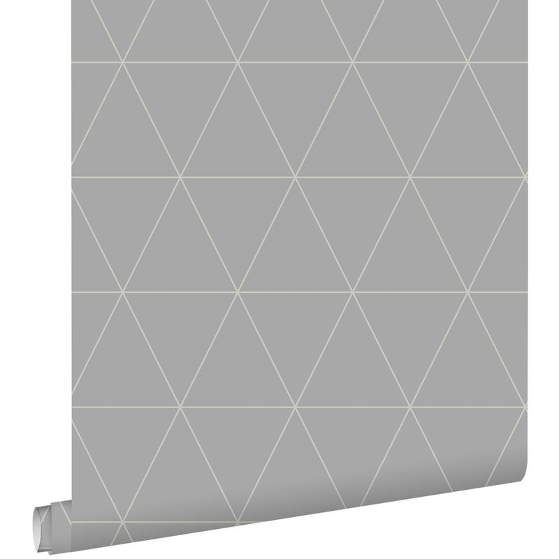 Tapeta trójkąty graficzne ciepłej szarości - 50 x 900 cm - ESTAHOME