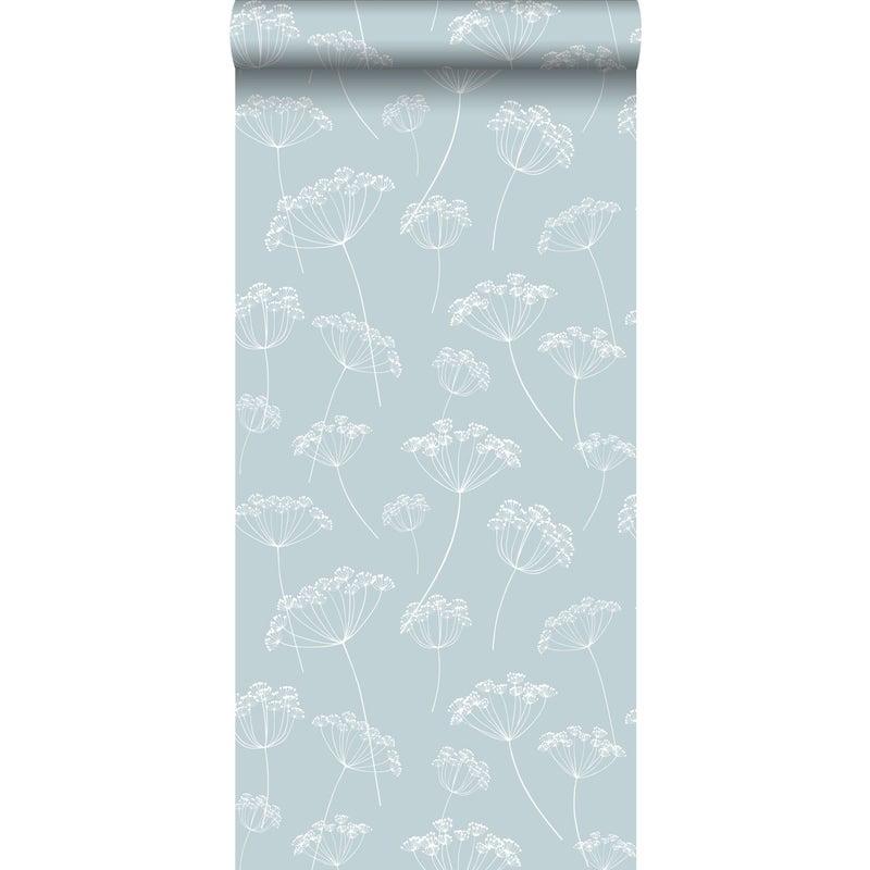 Tapeta kwiatowy wzór baby blue - 53 cm x 10.05 m - WALLS4YOU