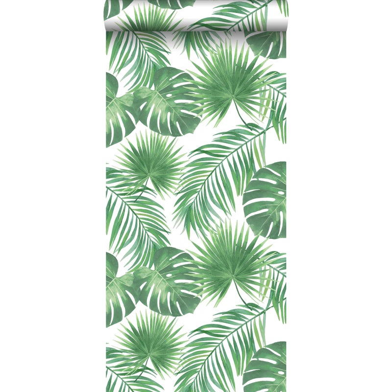 Tapeta tropikalne liście zielonym - 53 cm x 10.05 m - WALLS4YOU