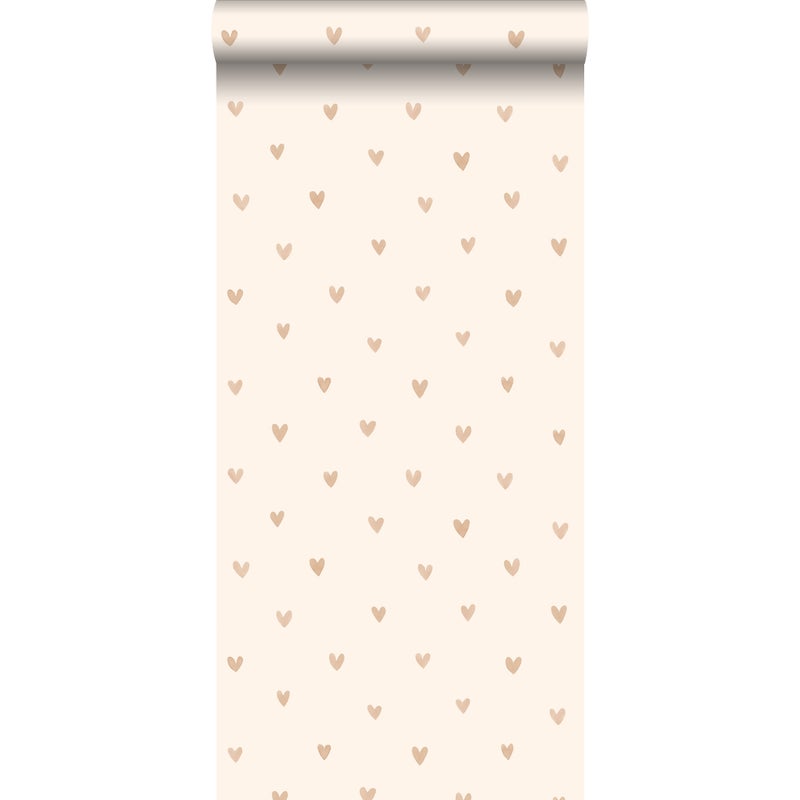 Tapeta serca konfetti beżowymIzłotym - 53 cm x 10.05 m - WALLS4YOU