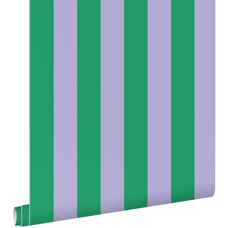 Tapeta paski zielonymIliliowo fioletowym - 53 cm x 10.05 m - ESTAHOME