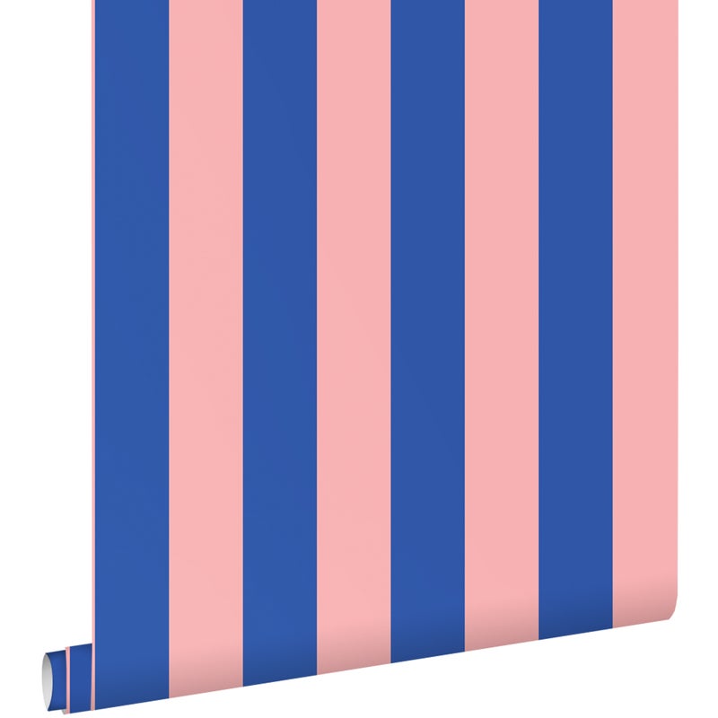 Tapeta paski jasnego różuIniebieskim - 53 cm x 10.05 m - ESTAHOME