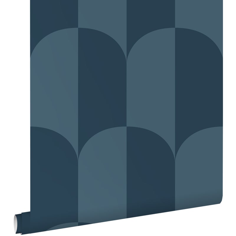Tapeta motyw art déco szaro-granatowym - 53 cm x 10.05 m - ESTAHOME
