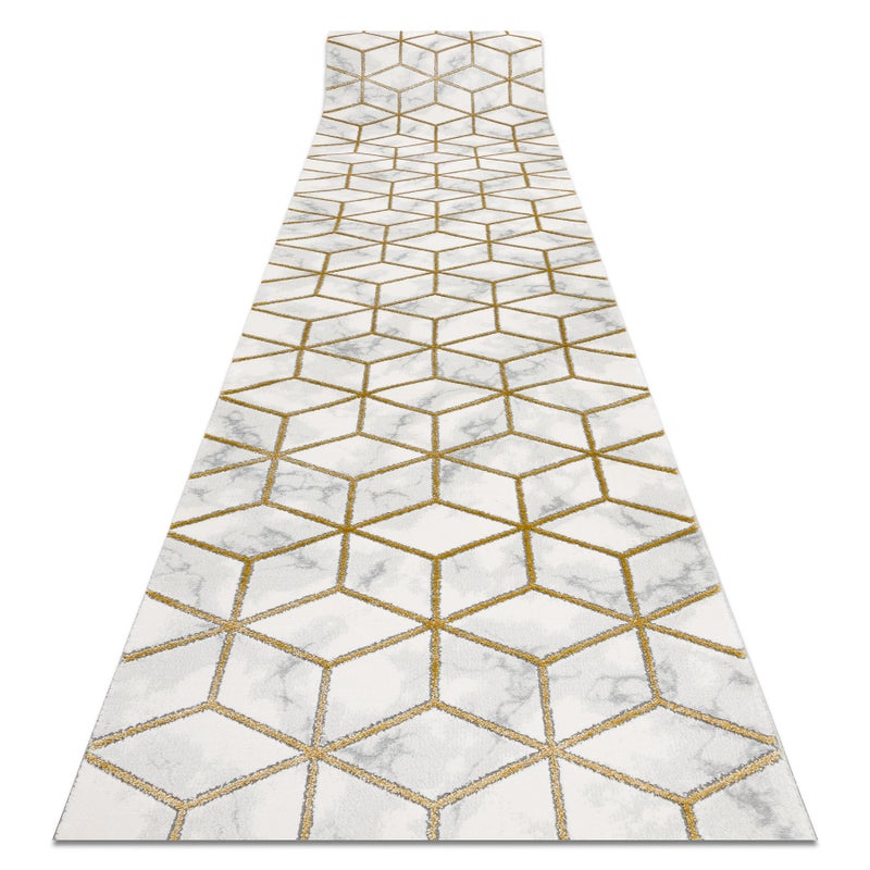 Chodnik EMERALD ekskluzywny 1014 glamour, stylowy kostka krem / złoty 100 cm 100x200 cm