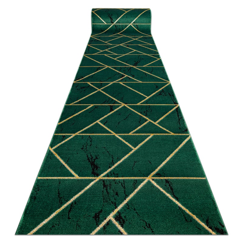 Chodnik EMERALD ekskluzywny 1012 glamour, stylowy marmur, geometryczny butelkowa zieleń / złoty 120 cm 120x180 cm