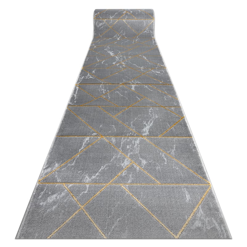 Chodnik EMERALD ekskluzywny 1012 glamour, stylowy marmur, geometryczny szary / złoty 80 cm 80x620 cm