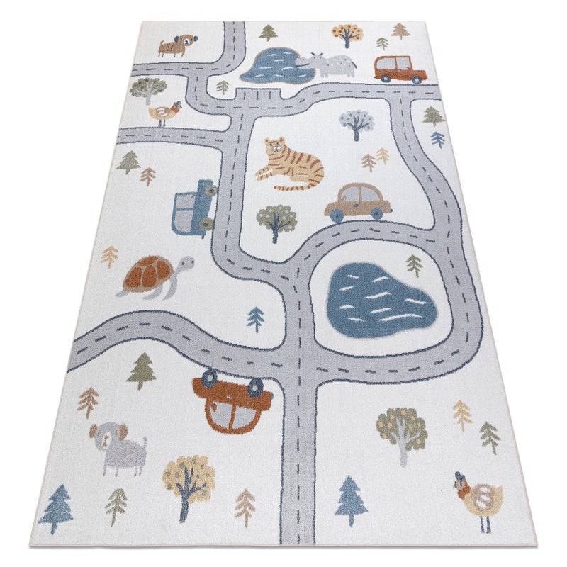 Dywan BONO 8283 Ulica, zwierzęta kremowy / jasny szary 180x270 cm