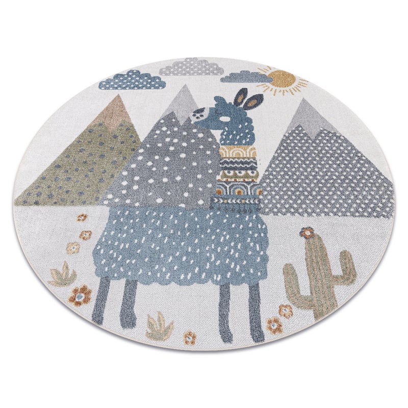 Dywan BONO 8275 koło Lama kremowy / jasny szary koło 140 cm