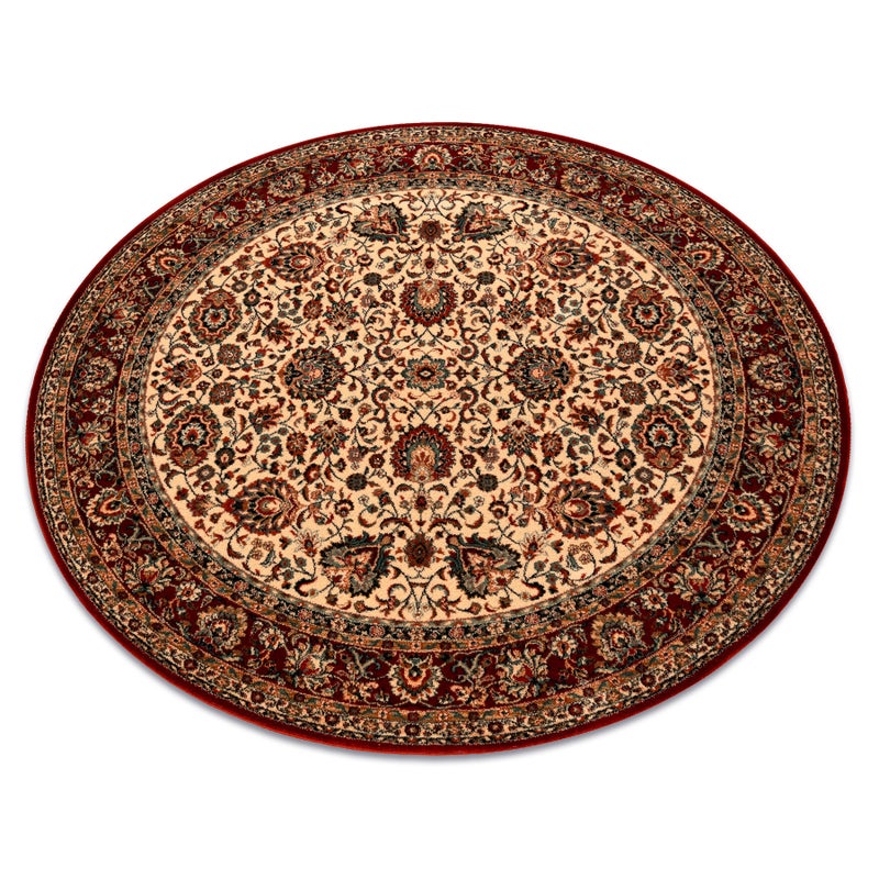Dywan wełniany KASHQAI 4362 102 koło ornament beż / bordo koło 160 cm