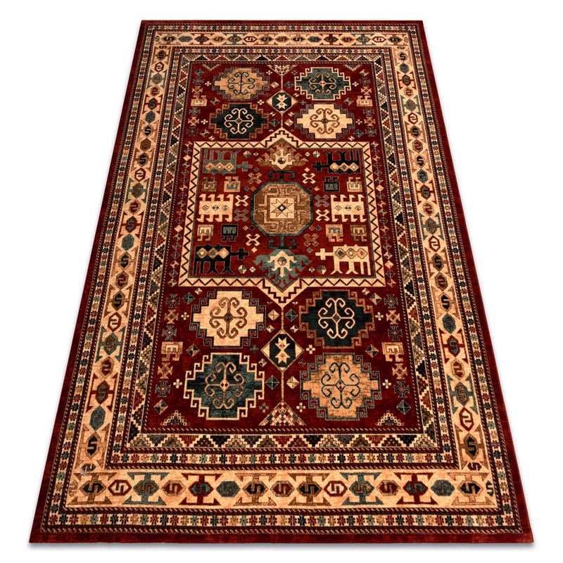 Dywan wełniany KASHQAI 4306 300 orientalny, ramka terakota / beż 67x130 cm