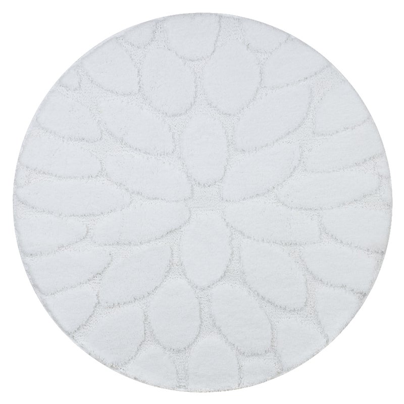 Dywan łazienkowy SUPREME koło STONES kamienie, antypoślizgowy, miękki - biały koło 50 cm