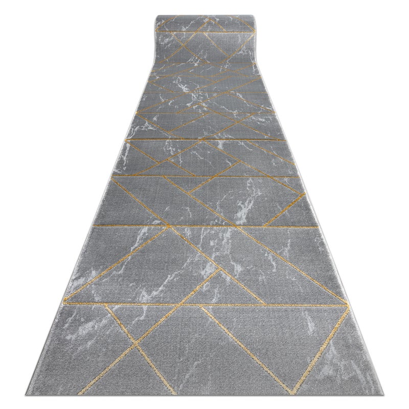 Chodnik EMERALD ekskluzywny 1012 glamour, stylowy marmur, geometryczny szary / złoty 80 cm 80x120 cm