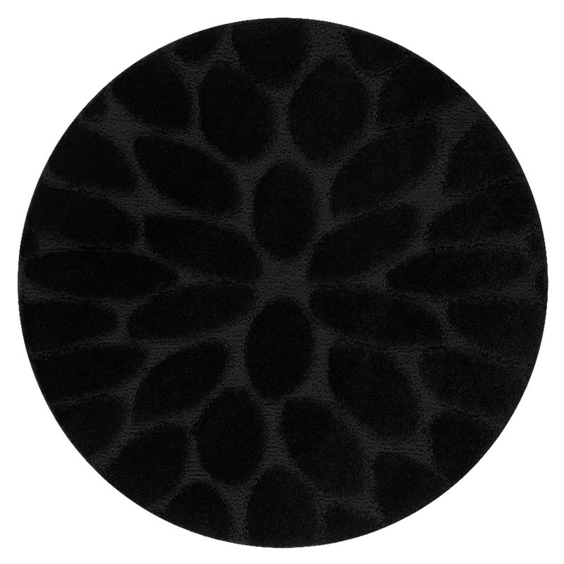 Dywan łazienkowy SUPREME koło STONES kamienie, antypoślizgowy, miękki - czarny koło 67 cm