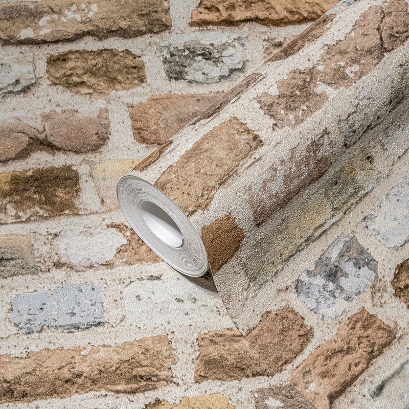 Tapeta kamień brązowym,beżowymIszarym - 53 cm x 10.05 m - A.S. CRÉATION