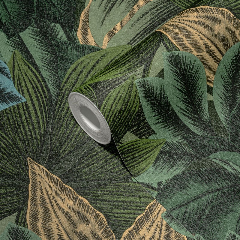 Tapeta motyw dżungli zielonymIżółtym - 53 cm x 10.05 m - LIVINGWALLS