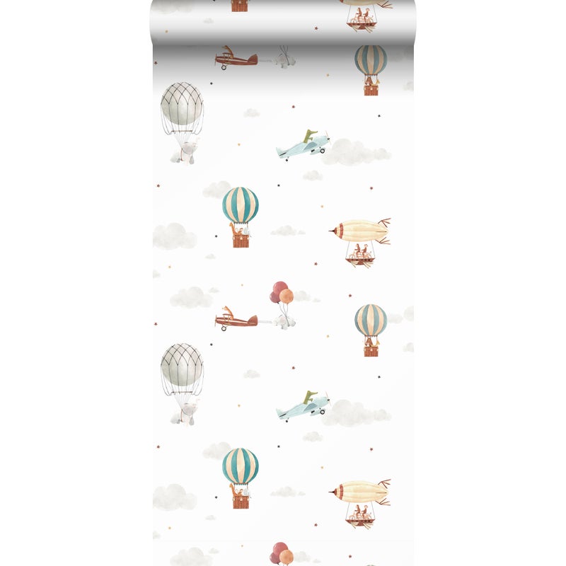 Tapeta niebieskim,beżowymIbiałym - 53 cm x 10 m - SANDERS & SANDERS
