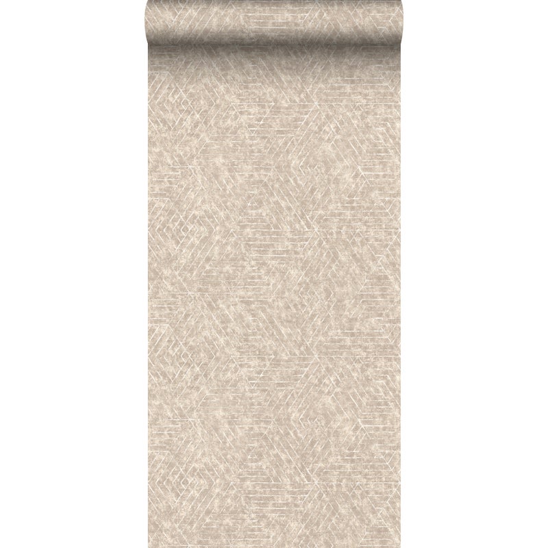 Tapeta linie graficzne piaskowego beżu - 53 cm x 10 m - SANDERS & SANDERS