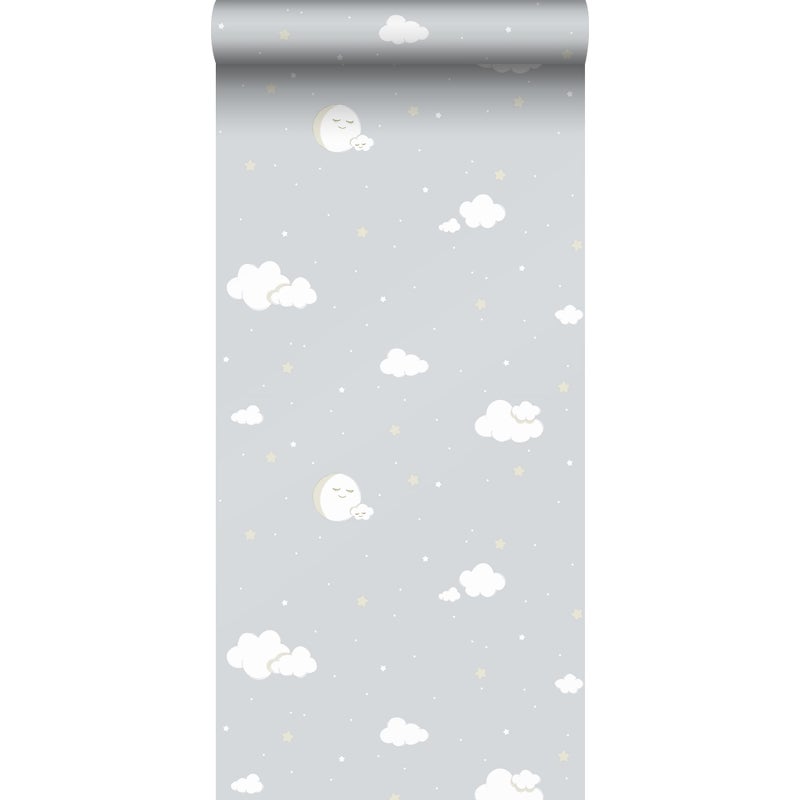 Tapeta chmury szaro zielonymIbiałym - 53 cm x 10 m - SANDERS & SANDERS