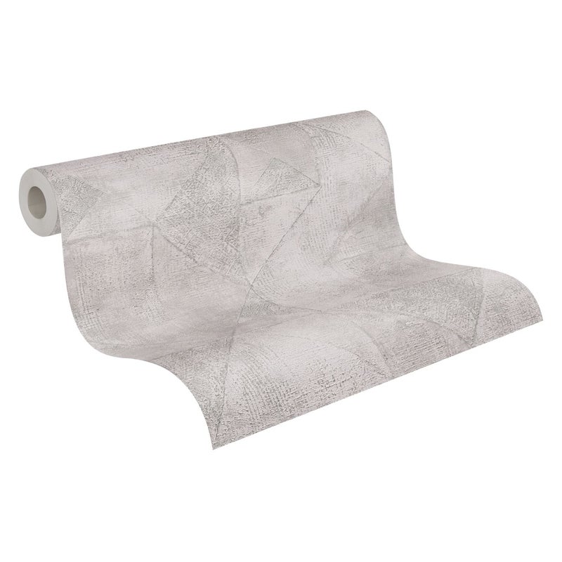 Tapeta motyw graficzny szarymIsrebrnym - 53 cm x 10.05 m - LIVINGWALLS