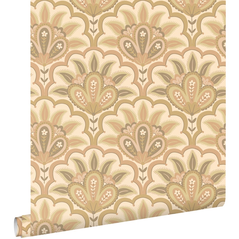 Tapeta orientalny barokowy motyw piaskowego beżu - 50 x 900 cm - ESTAHOME