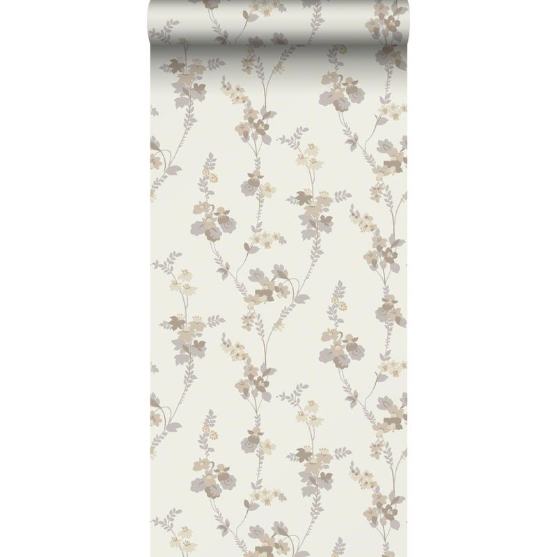 Tapeta kwiaty beżowym - 53 cm x 10.05 m - BORASTAPETER