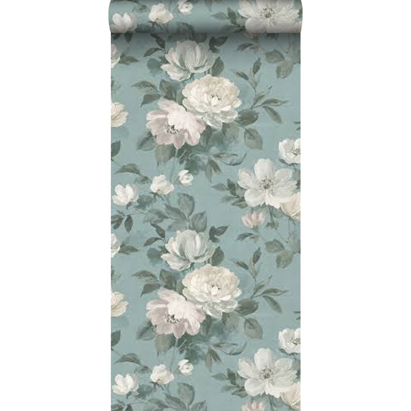 Tapeta kwiaty niebieskim - 53 cm x 10.05 m - BORASTAPETER