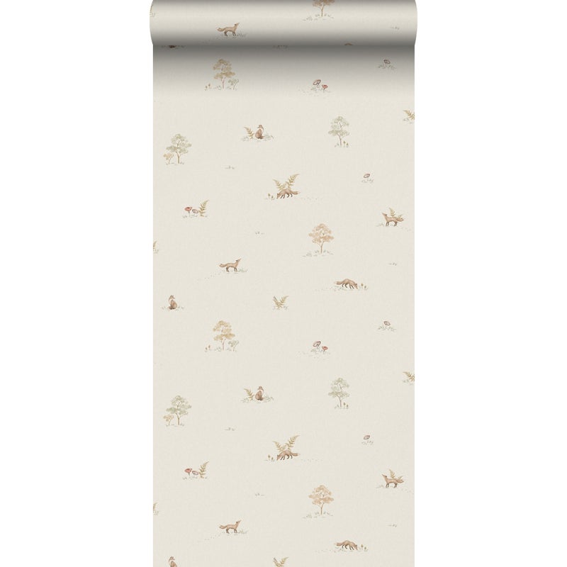 Tapeta las ze zwierzętami leśnymi beżowym - 53 cm x 10.05 m - BORASTAPETER